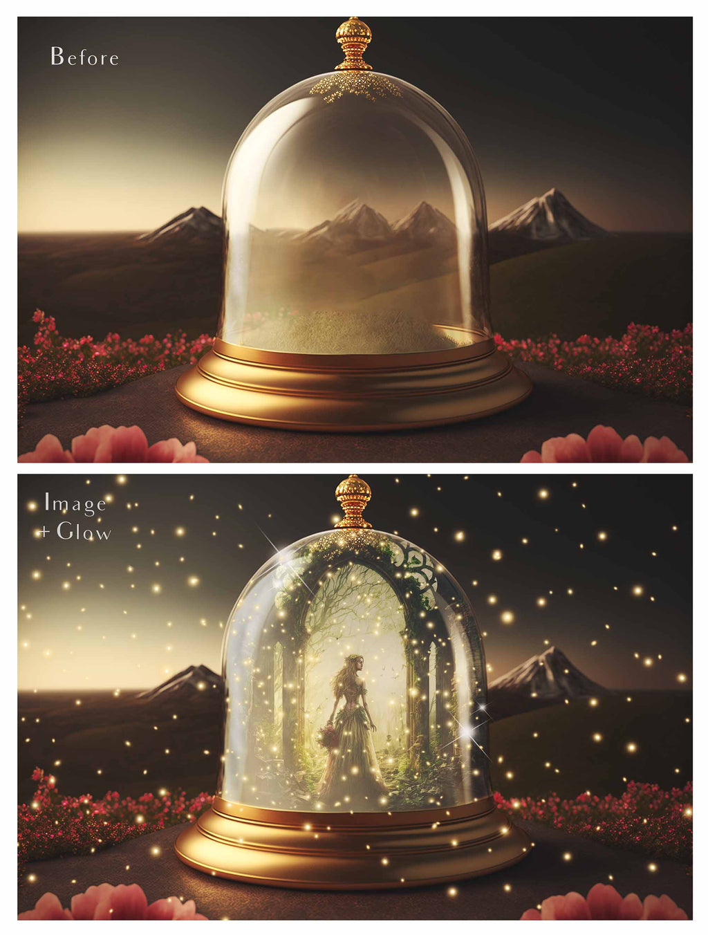 Digital Background with Snow Globe, snow flurries and a PSD Template included in the set.The globe is transparent, perfect for you to add your own images and retain the snow globe effect. This file is 6000 x 4000, 300dpi. High resolution. This is a DIGITAL product. Includes png glow overlays effect.