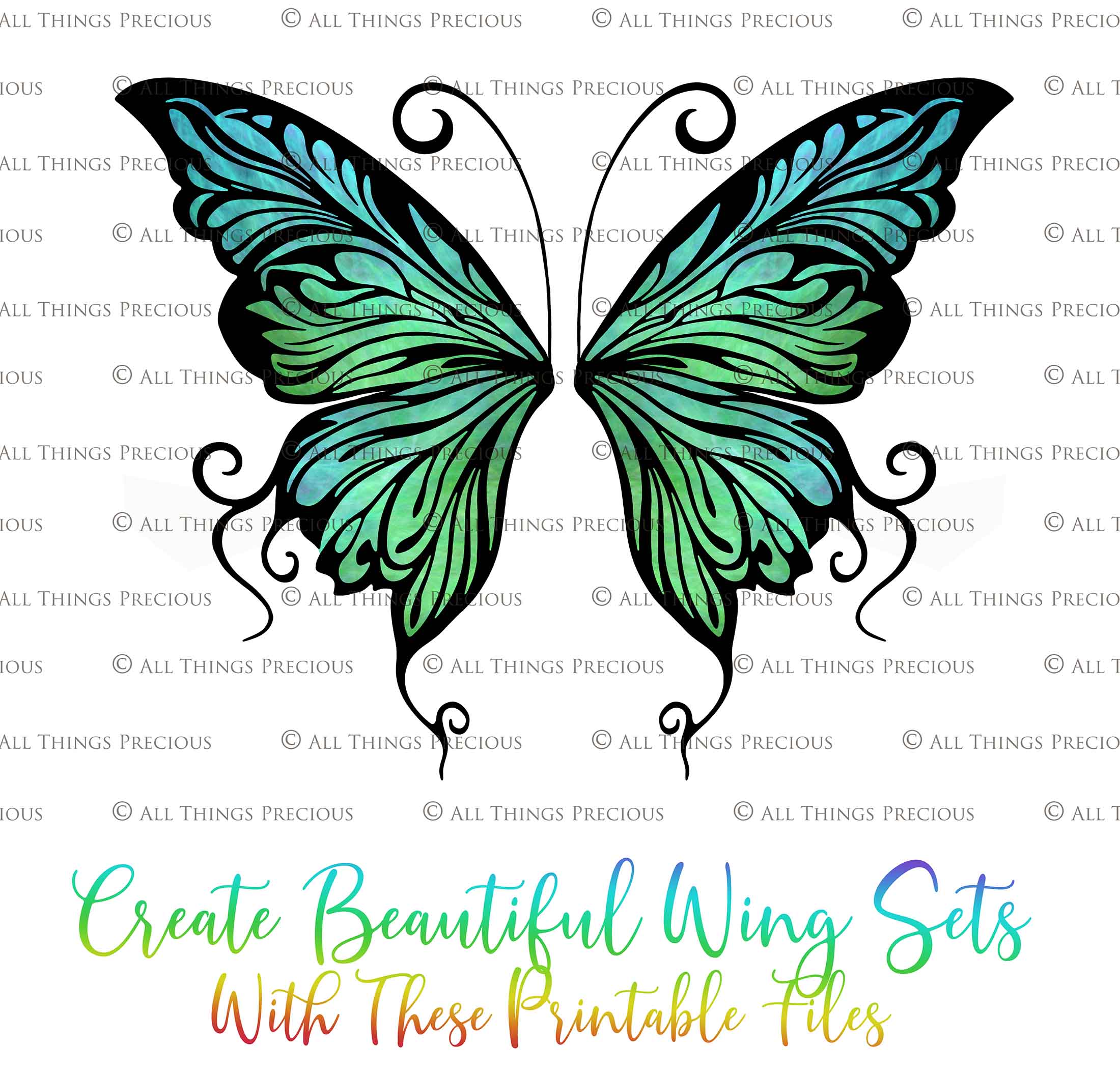 Printable Fairy Wings. For Art Dolls, Adults, Children. High resolution, png files. This is a digital product. Print and cut. Paper craft. Create fairy wing earrings or crown jewelry from these designs. Fairycore, Halloween, Diy Crafting Costume.