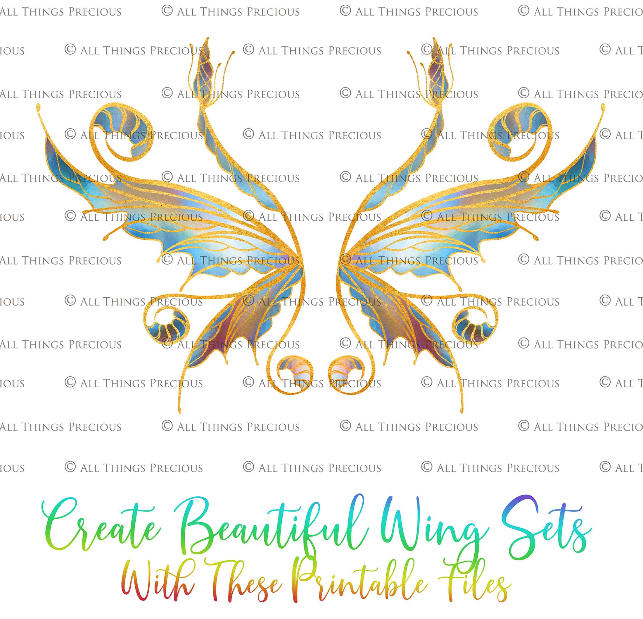 Printable Fairy Wings. For Art Dolls, Adults, Children. High resolution, png files. This is a digital product. Print and cut. Paper craft. Create fairy wing earrings or crown jewelry from these designs. Fairycore, Halloween, Diy Crafting Costume.