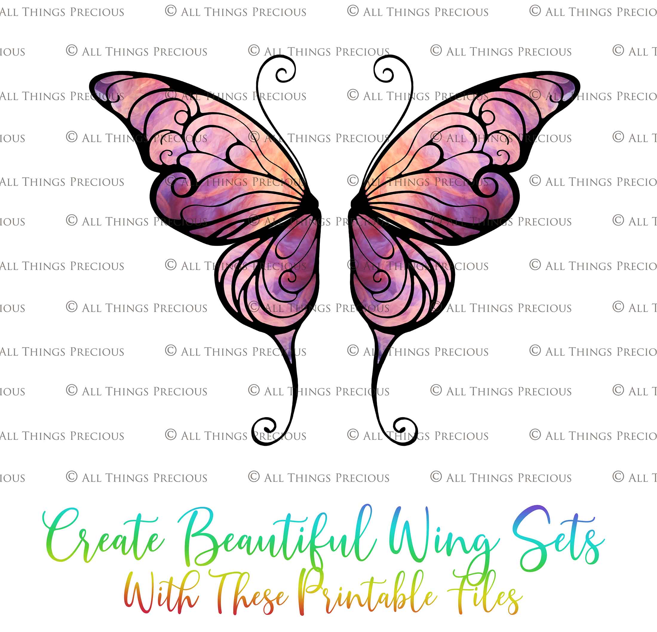 Printable Fairy Wings. For Art Dolls, Adults, Children. High resolution, png files. This is a digital product. Print and cut. Paper craft. Create fairy wing earrings or crown jewelry from these designs. Fairycore, Halloween, Diy Crafting Costume.