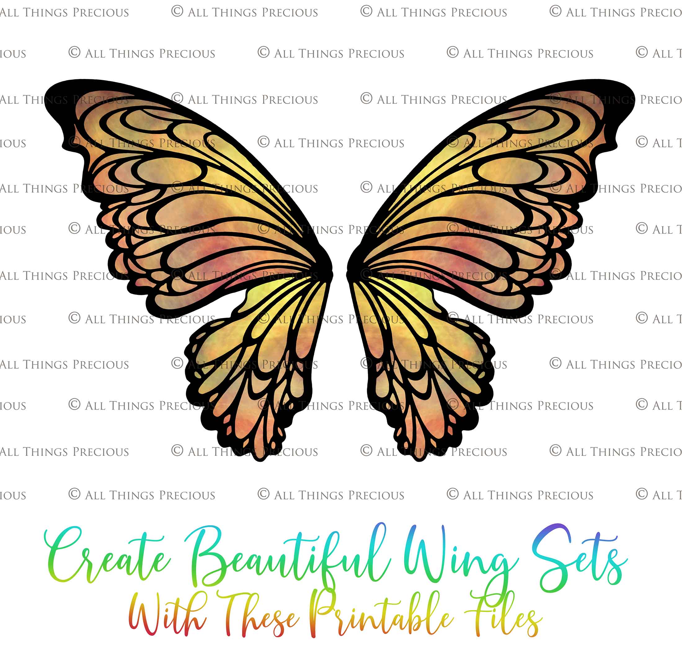 Printable Fairy Wings. For Art Dolls, Adults, Children. High resolution, png files. This is a digital product. Print and cut. Paper craft. Create fairy wing earrings or crown jewelry from these designs. Fairycore, Halloween, Diy Crafting Costume.