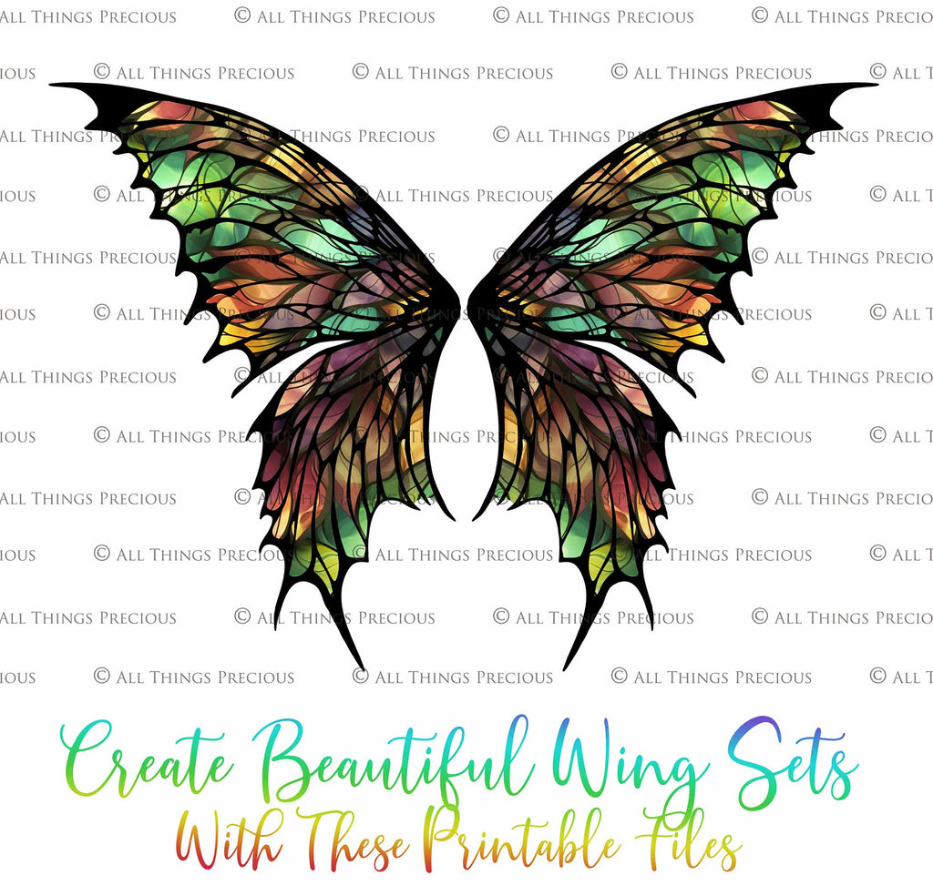 Printable Fairy Wings. For Art Dolls, Adults, Kids. High resolution, png files. This is a digital product. Print and cut Pattern template. Paper craft. Create fairy wing earrings or crown jewelry from these designs. Cosplay Costume Crafts. Commercial licence is available. Halloween.