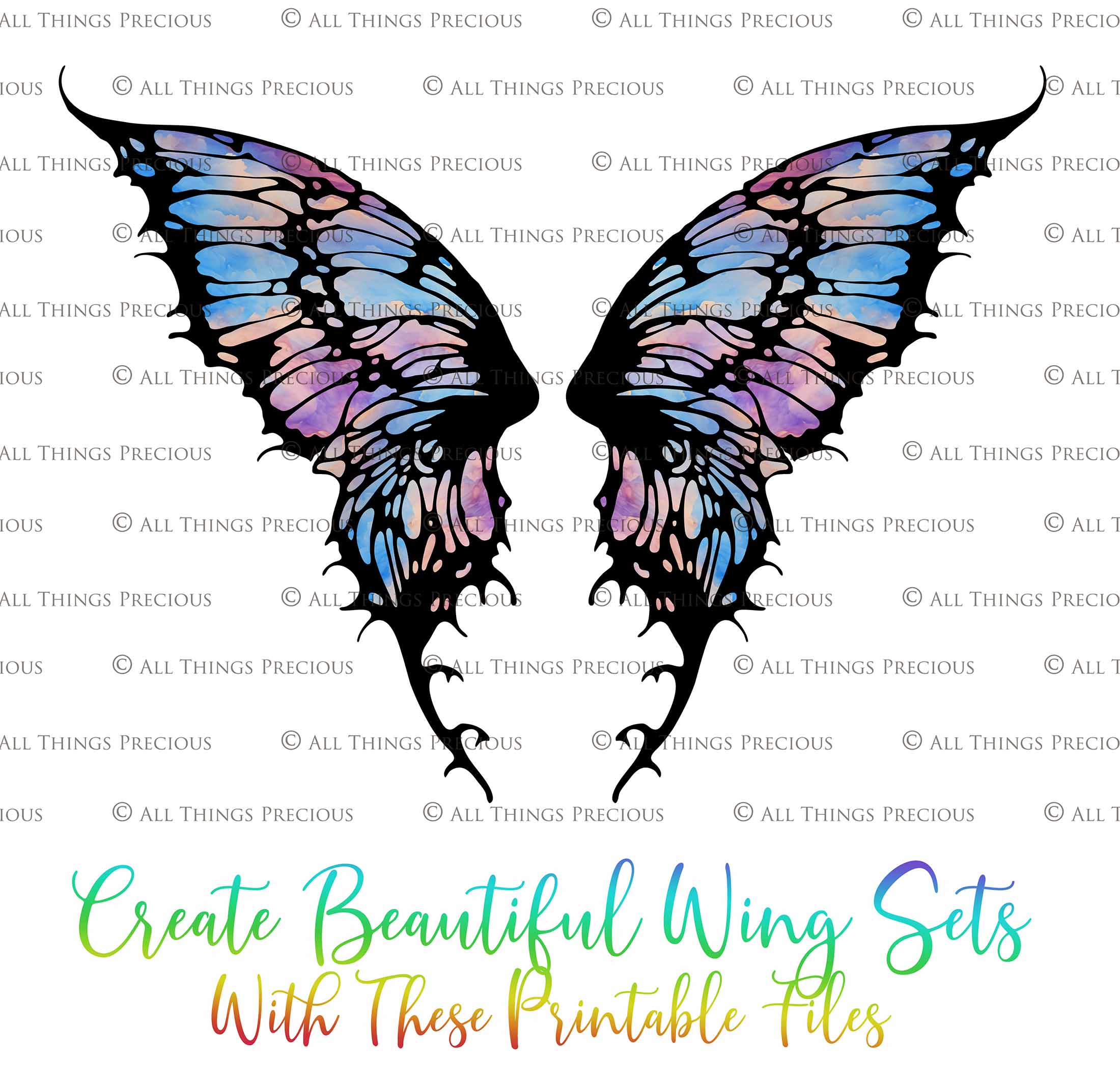 Printable Fairy Wings. For Art Dolls, Adults, Kids. High resolution, png files. This is a digital product. Print and cut Pattern template. Paper craft. Create fairy wing earrings or crown jewelry from these designs. Cosplay Costume Crafts. Commercial licence is available. Halloween.