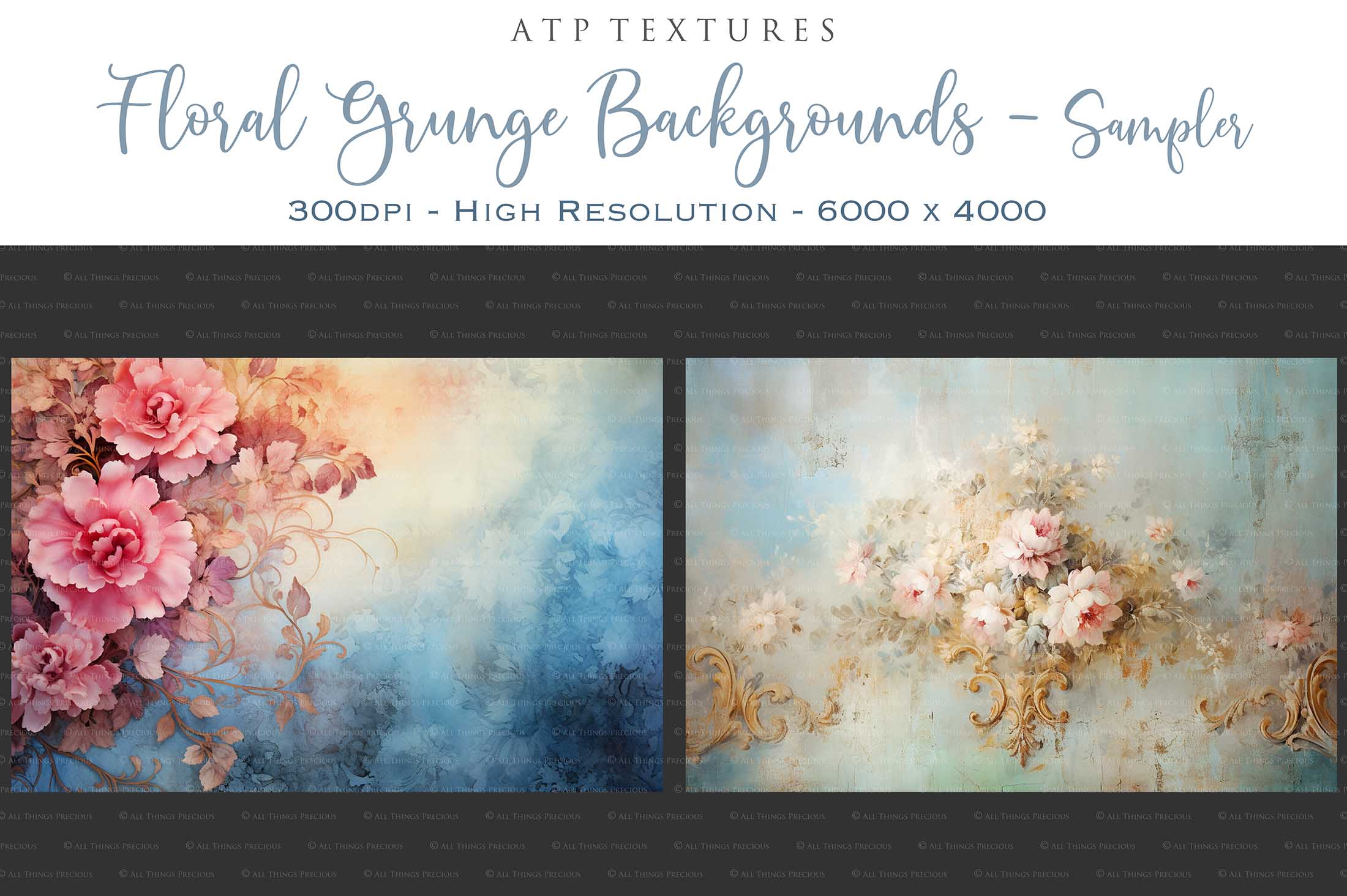 AI digital art for Scrapbooking, Photographers, Artists and Creatives. 30 Jpeg Floral Grunge Wallpaper style backgrounds. Each file is 300dpi. All are 4000x6000. Jpeg high resolution. You may wish to print them as a backdrop, use them as digital paper or even as a background for your photography. ATP Textures