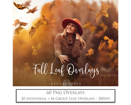 60 Leaf overlays for photography and digital scrapbooking. High resolution, leaves, autumn overlays, fall overlay, photo overlays by ATP textures.