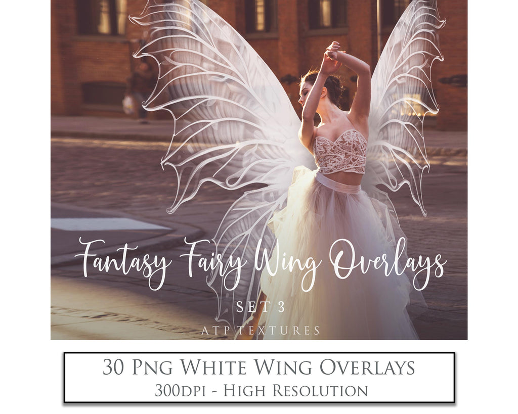 Fairy Wings Overlays For Photography, Photoshop, Digital art and Creatives. Transparent, high resolution wings for photographers. These are gorgeous PNG overlays for fantasy digital art and Child portraiture. colour, White fairy wings. Photo Overlays. Digital download. Graphic effects. ATP Textures