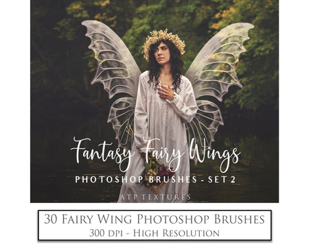 Photoshop Brushes in high resolution. Gorgeous fairy wings in 30 styles. Perfect for your fantasy edit, photography and digital art. Fairy Wings Overlays. Transparent, high resolution wings for photographers. Fantasy digital art, Child portraiture. White fairy wings. Digital download. Graphic effects. ATP Textures