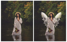 Load image into Gallery viewer, Fairy Wing Overlays For Photographers, Photoshop, Digital art and Creatives. Transparent, high resolution, faery wings for photography! These are gorgeous PNG overlays for fantasy digital art and Child portraiture. White fairy wings. Photo Overlays.
