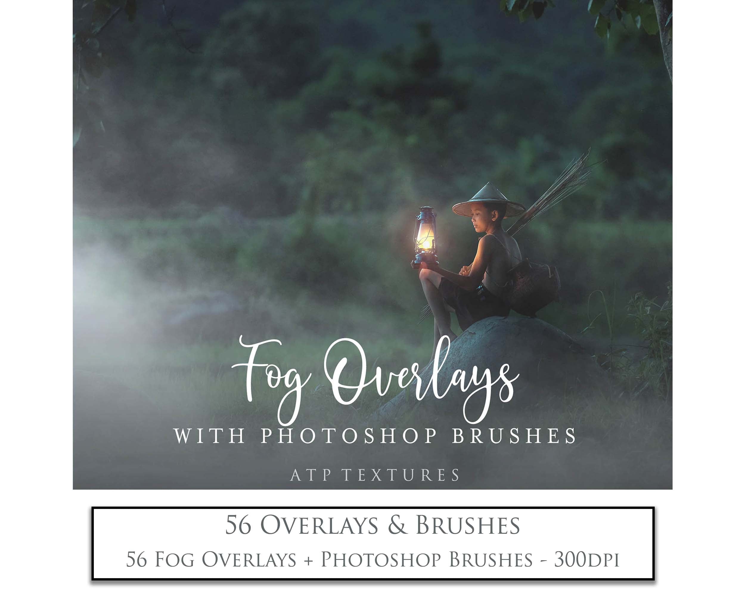 This set of Overlays & Photoshop Brushes includes 56 fog overlays all different and unique! Photoshop brushes with overlays for photography and digital design. Digital Stamps for scrapbooking, photography and graphic design. Realistic photography. Assets and Add ons. High resolution. ATP Textures