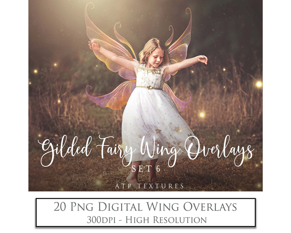 Colour Sparkling fairy wings, Png overlays for photoshop. High resolution transparent, see through wings. Fairycore, Cosplay, Photographers, Photoshop Edits, Digital overlay for photography. Digital stock and resources. Graphic design. Colourful, Gold, Fantasy Wing Bundle. Assets for Fine Art design. By ATP Textures