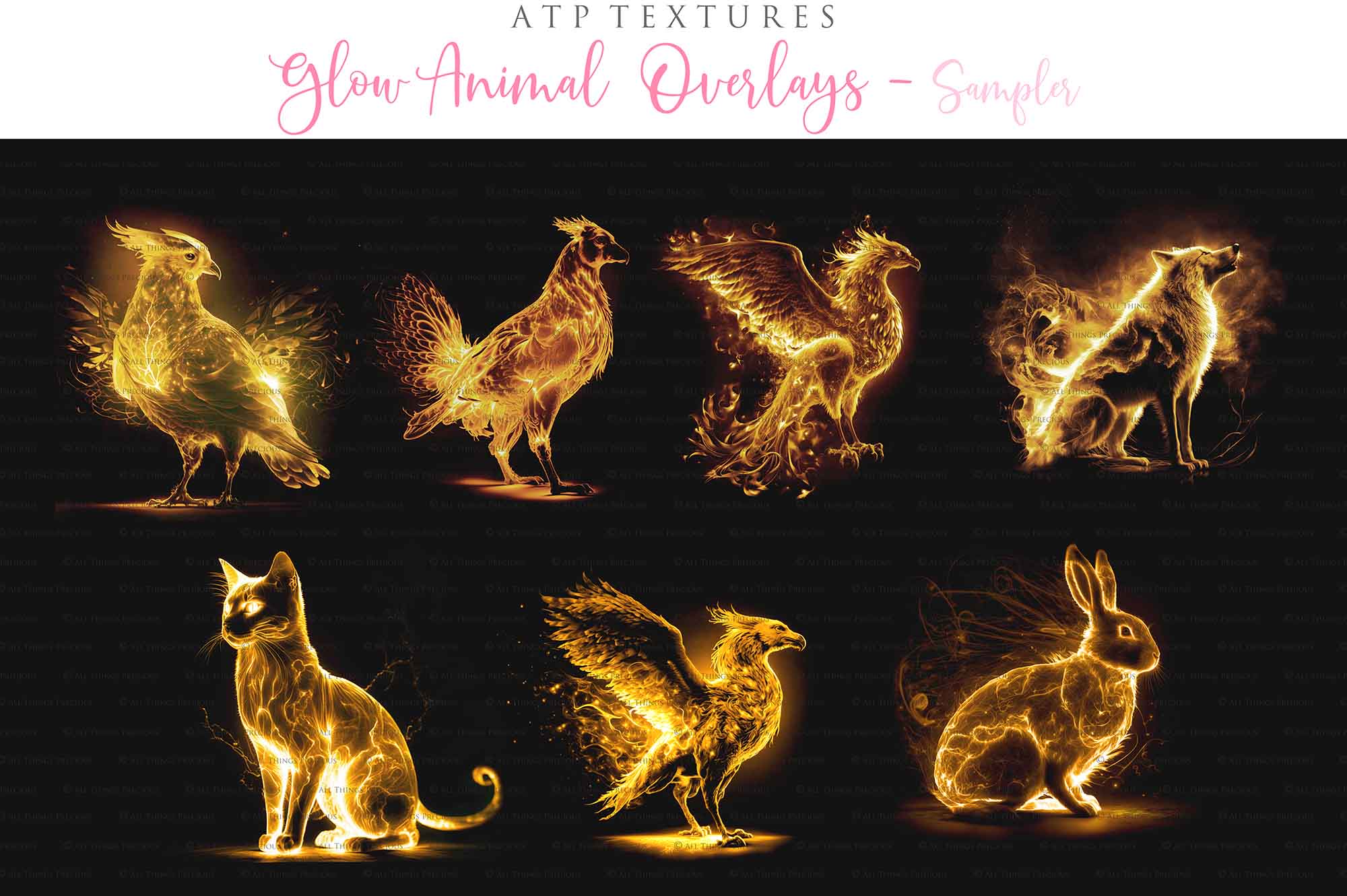 Glowing Patronus Animals. Glow overlays, 300dpi, Owl, Deer, Horse, Phoenix, Griffin. Atp textures, photo editing, Magical overlay. Harry Potter Photography. High resolution, digital download. Find more overlays, textures and Actions in my store. ATP Textures.