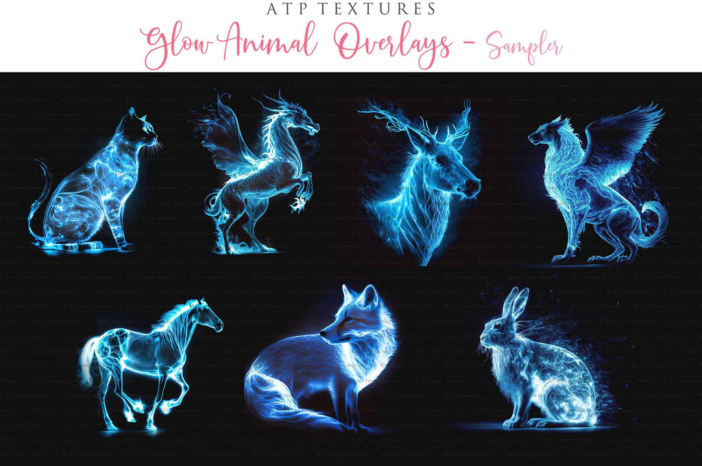 Glowing Patronus Animals. Glow overlays, 300dpi, Owl, Deer, Horse, Phoenix, Griffin. Atp textures, photo editing, Magical overlay. Harry Potter Photography. High resolution, digital download. Find more overlays, textures and Actions in my store. ATP Textures.