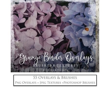 Photography Overlays & Photoshop Brushes. 300dpi, high resolution. Grungy frames, Png clipart, Jpeg overlays Photographer editing graphic assets. ATP Textures.