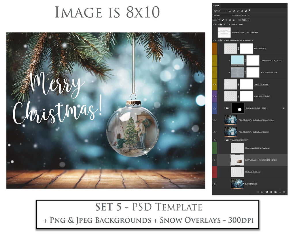 Christmas Glass Bauble Ornament Overlay and Background, with snow flurries and a PSD template included in the set.The globe is transparent, perfect for you to add your own images and retain the snow globe effect.This file is 6000 x 4000, 300dpi. Photography, Scrapbooking, Photo Overlays, Png, Jpeg, Psd. ATP Textures.
