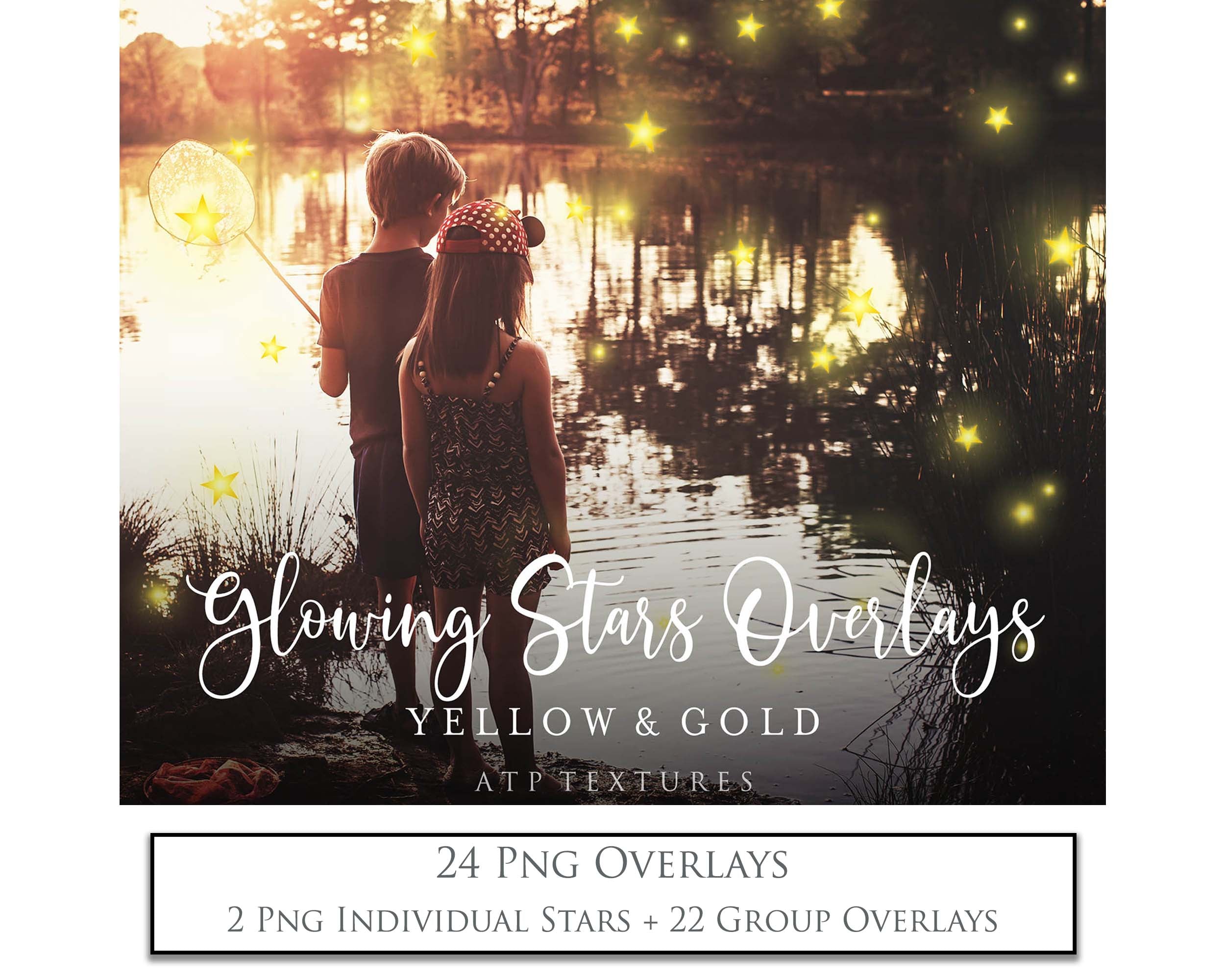 Fine Art High Resolution Overlays for Photographers, Digital Art and Scrapbooking. Glowing stars in gold. Photoshop Photography. Fine art realistic. In high resolution, perfect for your next edit or project! Png graphic photography assets. Sublimation art. ATP Textures