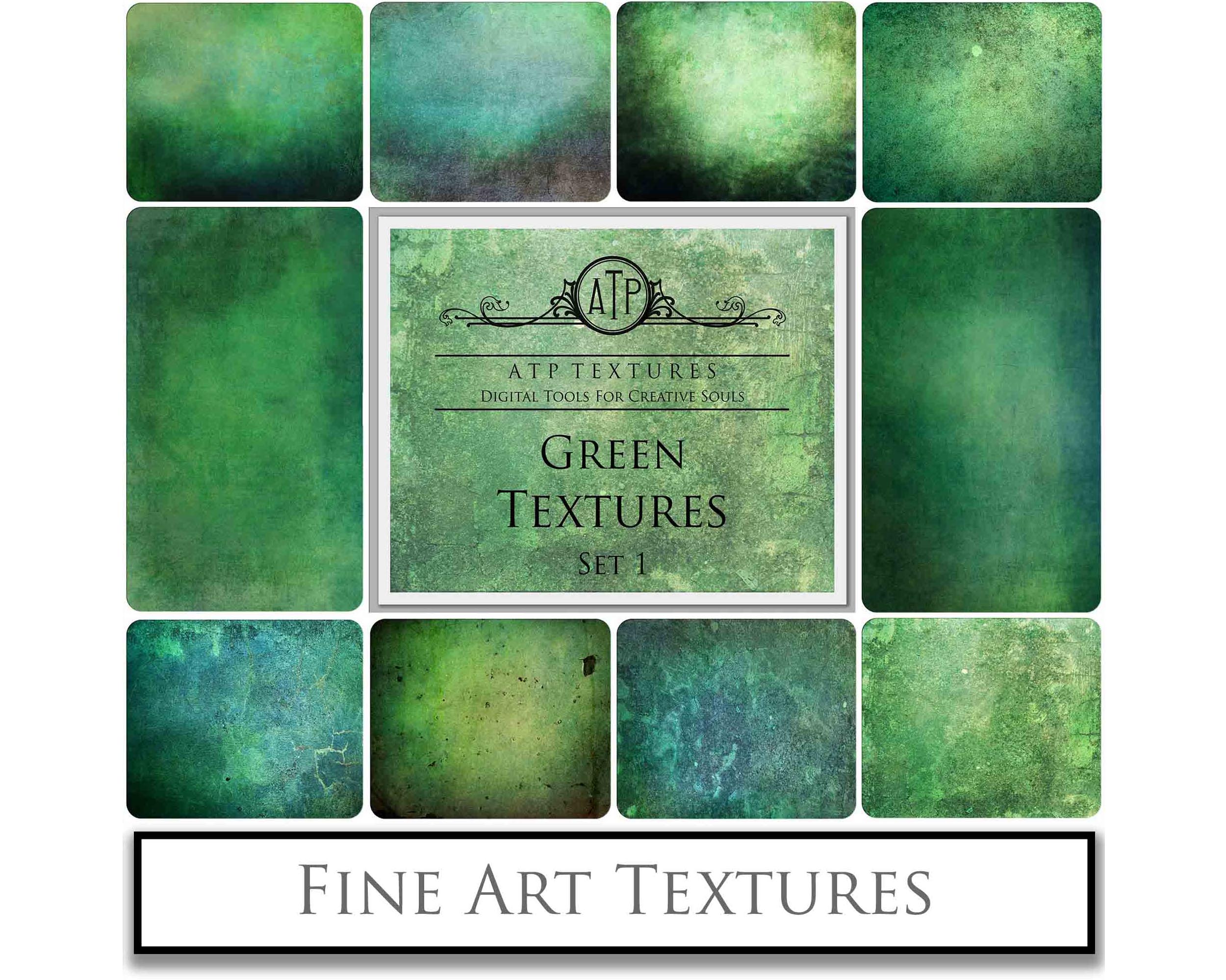 Vibrant Green textures. Fine art textures. Rich, Nature colour tints. Texture for photographers and digital editing. Photo Overlays. Antique, Vintage, Grunge, Light, Dark Bundle. Textured printable Canvas, Colour, Monochrome, Bundle. High resolution, 300dpi Graphic Assets for photography, digital scrapbooking and design. By ATP Textures