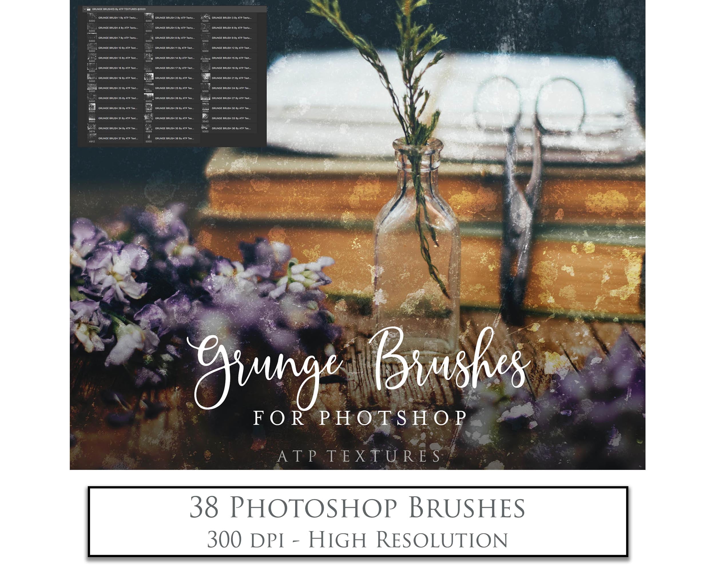 High Resolution Grunge and Grit Photoshop brushes for photography and digital design.  Digital Stamps for scrapbooking, photography and graphic design. Assets and Add ons. High resolution digital files.  ATP Textures 