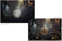 Load image into Gallery viewer, Magical Halloween Template Background. Snow globe with overlays. Add a photo to the digital background. Glass Effect Ornament bauble. Jpeg and Png copies. With magic overlays included. High resolution, quality files for photography, scrapbooking. ATP Textures
