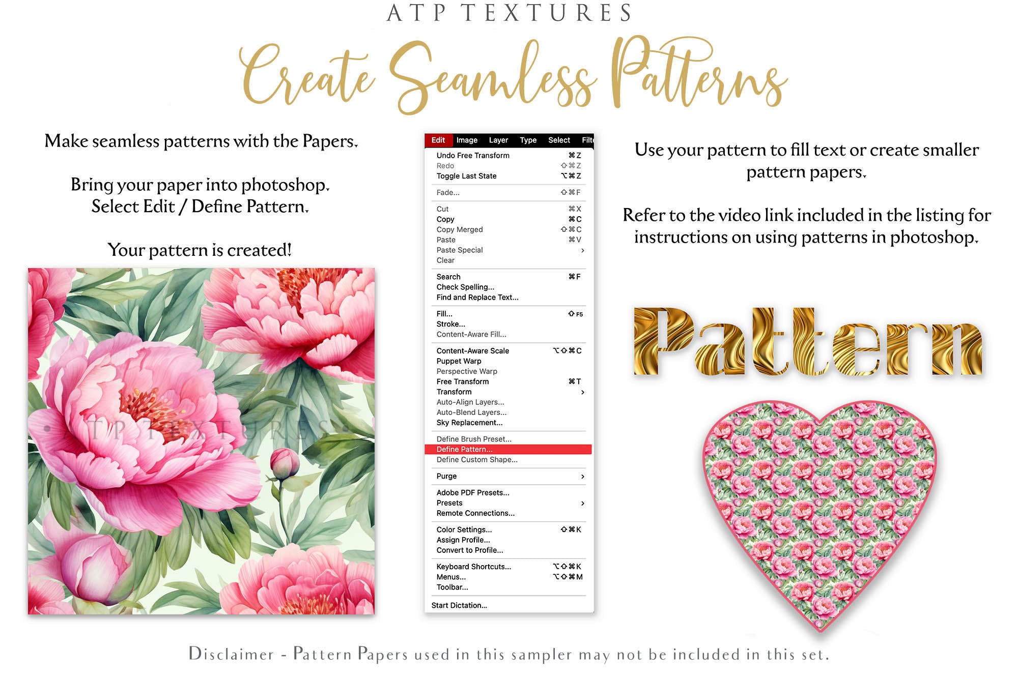 PEONY WATERCOLOUR Digital Papers Set 2
