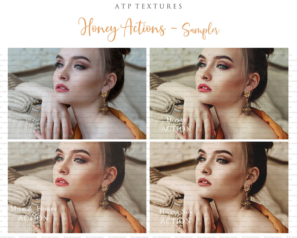 Photoshop Actions for professional photographers, Photo Edits and intagram influencers. Warm, Rich, Honey, Light Tint. Matte Overlay.  By ATP Textures 