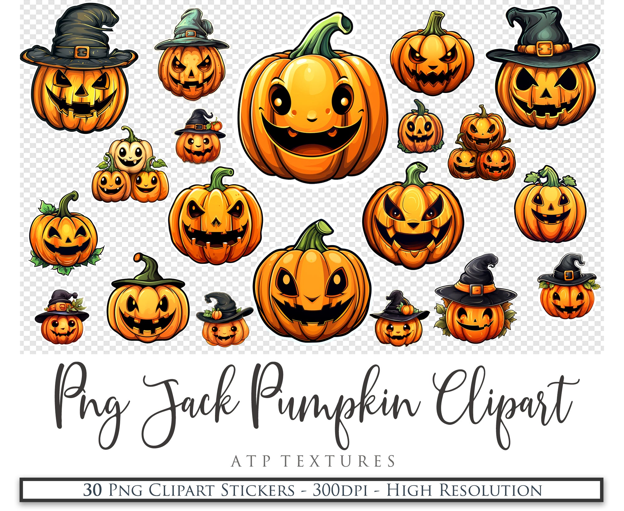 Halloween Day of the dead Pumpkin clipart. Perfect for scrapbooking and print. If you want to print your completed artwork, you can! PNG Transparent files, High resolution, 300dpi. AI Digital Art. - ATP Textures