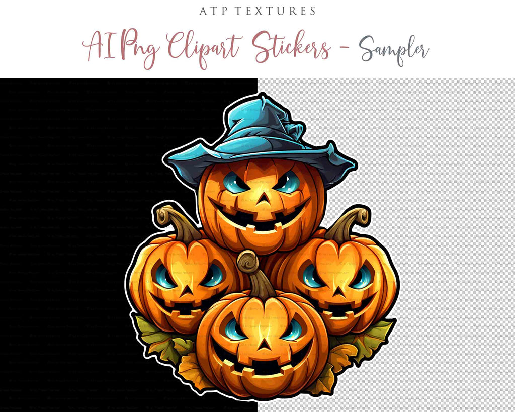 Halloween Day of the dead Pumpkin clipart. Perfect for scrapbooking and print. If you want to print your completed artwork, you can! PNG Transparent files, High resolution, 300dpi. AI Digital Art. - ATP Textures