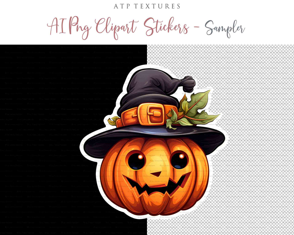 Halloween Day of the dead Pumpkin clipart. Perfect for scrapbooking and print. If you want to print your completed artwork, you can! PNG Transparent files, High resolution, 300dpi. AI Digital Art. - ATP Textures