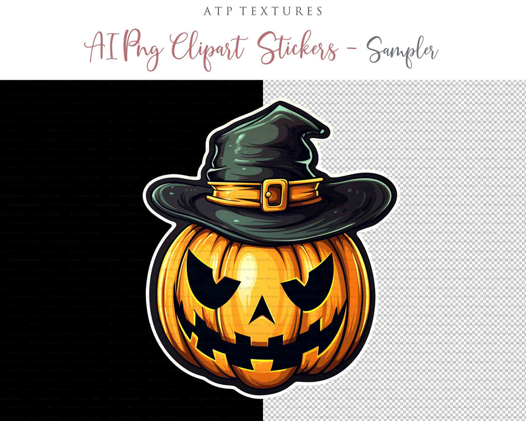 Halloween Day of the dead Pumpkin clipart. Perfect for scrapbooking and print. If you want to print your completed artwork, you can! PNG Transparent files, High resolution, 300dpi. AI Digital Art. - ATP Textures