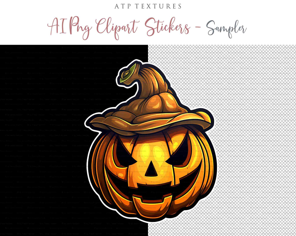 Halloween Day of the dead Pumpkin clipart. Perfect for scrapbooking and print. If you want to print your completed artwork, you can! PNG Transparent files, High resolution, 300dpi. AI Digital Art. - ATP Textures