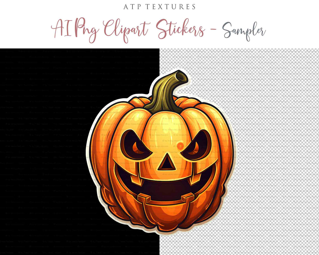 Halloween Day of the dead Pumpkin clipart. Perfect for scrapbooking and print. If you want to print your completed artwork, you can! PNG Transparent files, High resolution, 300dpi. AI Digital Art. - ATP Textures