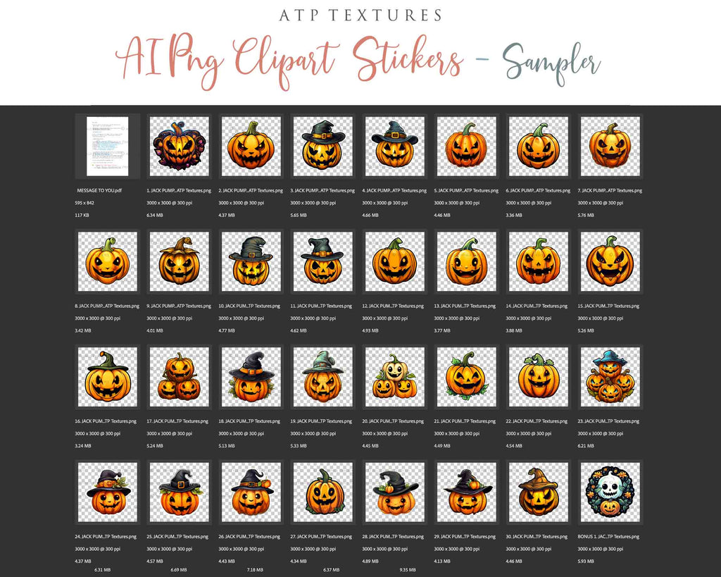 Halloween Day of the dead Pumpkin clipart. Perfect for scrapbooking and print. If you want to print your completed artwork, you can! PNG Transparent files, High resolution, 300dpi. AI Digital Art. - ATP Textures