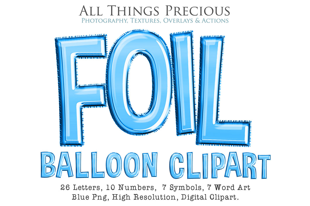 FOIL BALLOON LETTERS Clipart - BLUE - FREE DOWNLOAD