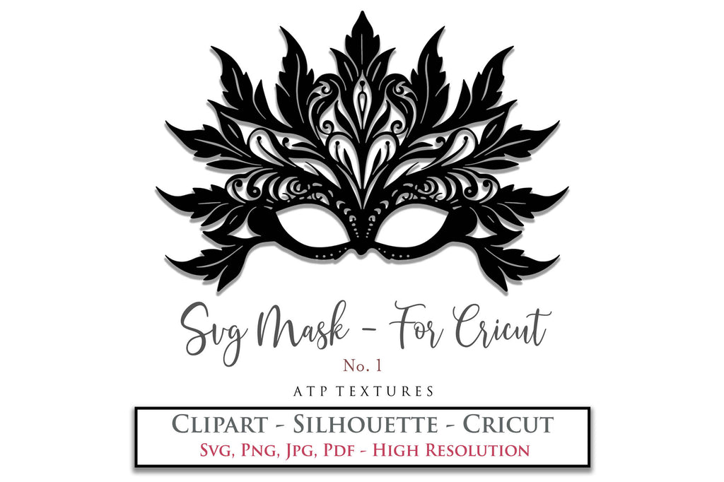 SVG Masquerade Mask Clipart For Cricut , Silhouette or any other cutting machine that accepts the files provided in this set. Clipart for your next art project or even for print! SVG, PNG, PDF, JPG. This clipart is In high resolution. 