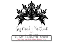 Load image into Gallery viewer, SVG Masquerade Mask Clipart For Cricut , Silhouette or any other cutting machine that accepts the files provided in this set. Clipart for your next art project or even for print! SVG, PNG, PDF, JPG. This clipart is In high resolution. 
