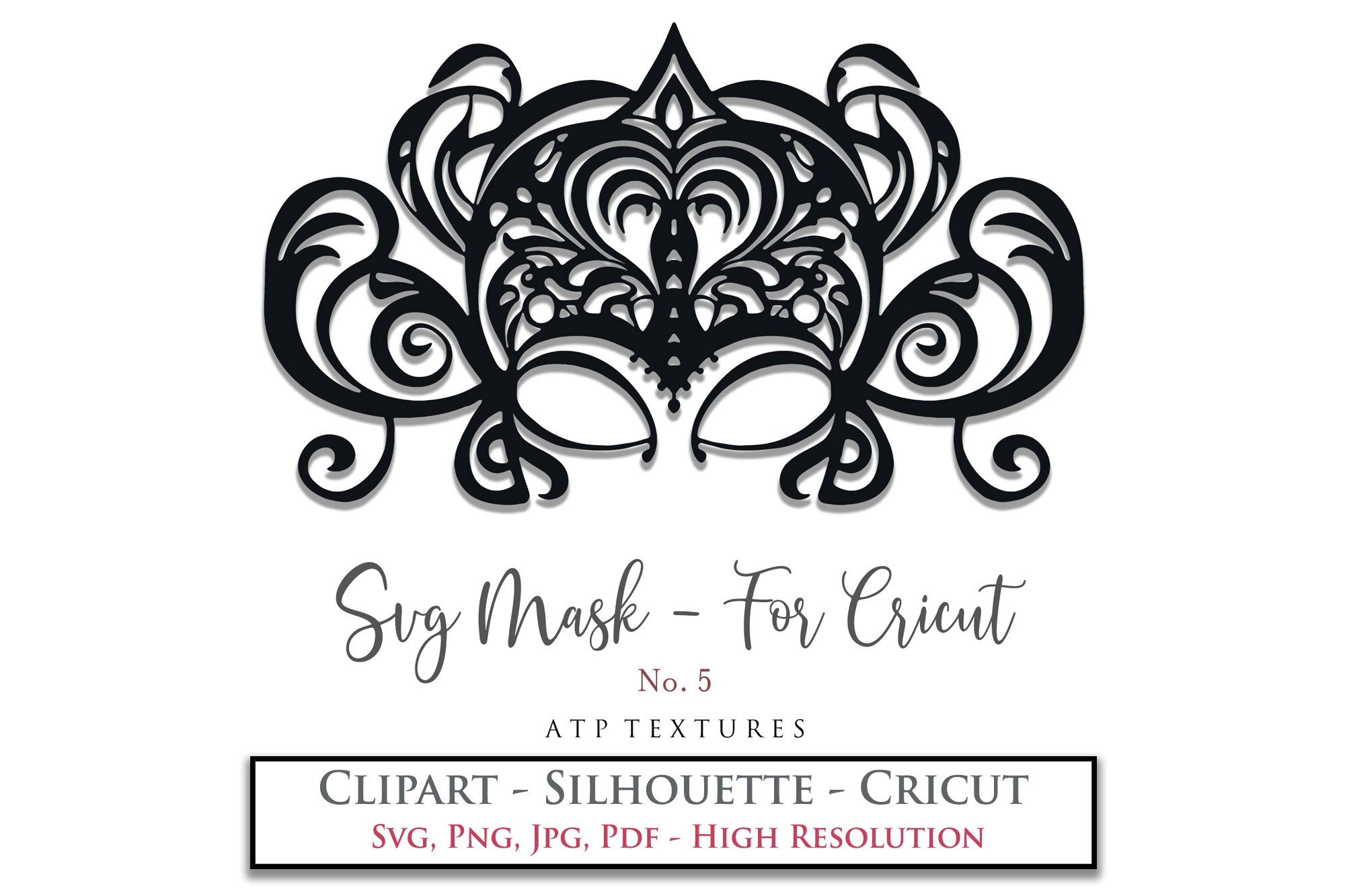 SVG Masquerade Mask Clipart For Cricut , Silhouette or any other cutting machine that accepts the files provided in this set. Clipart for your next art project or even for print! SVG, PNG, PDF, JPG. This clipart is In high resolution. 