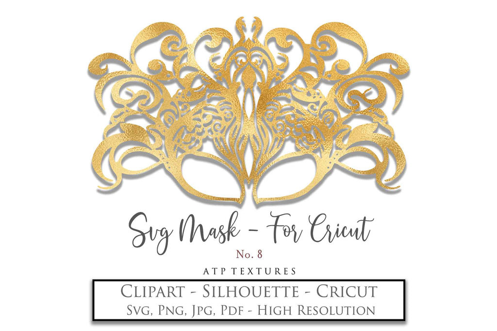 SVG Masquerade Mask Clipart For Cricut , Silhouette or any other cutting machine that accepts the files provided in this set. Clipart for your next art project or even for print! SVG, PNG, PDF, JPG. This clipart is In high resolution.