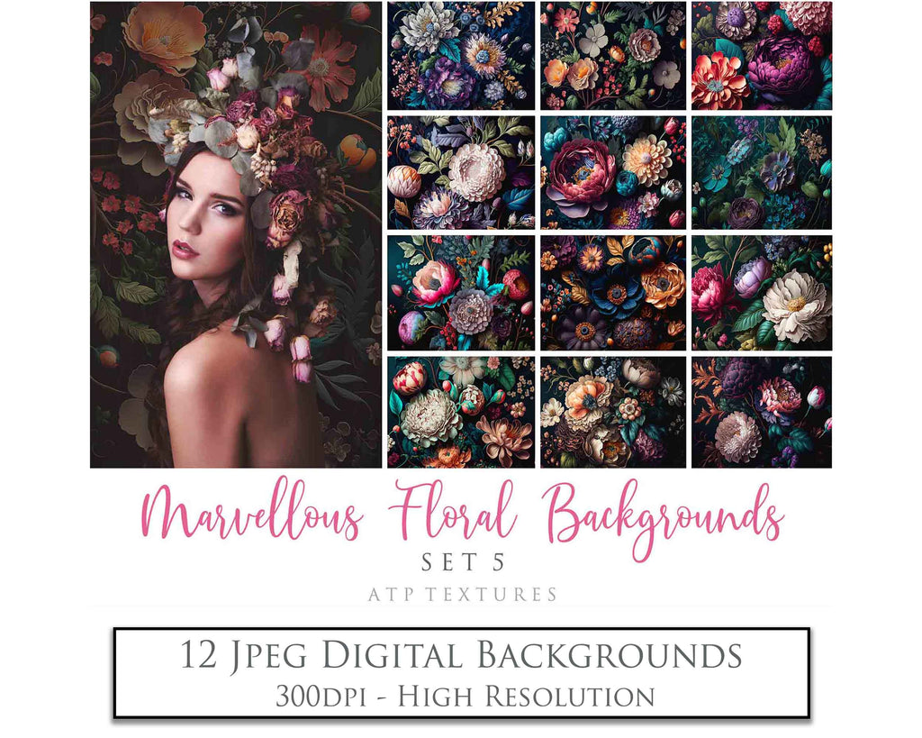 Floral backgrounds! Fine Art High Resolution Overlays for Photographers, Digital Art and Scrapbooking. Photoshop Photography. Fine art realistic. Printable wall art decor. In high resolution, perfect for your next edit or project! Png graphic photography assets. Sublimation art. ATP Textures