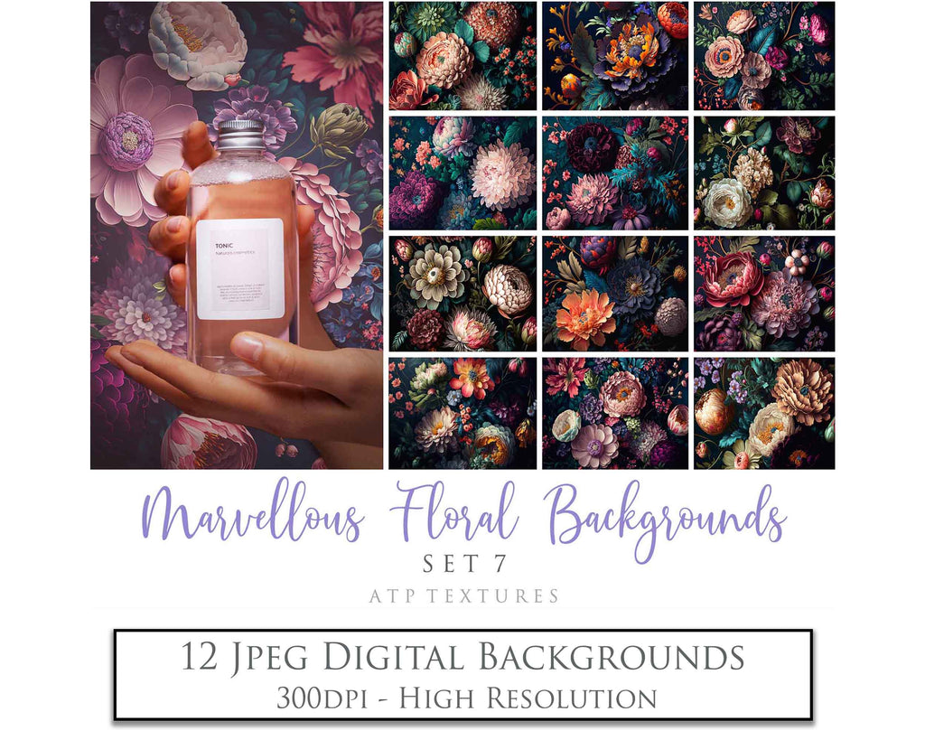 Floral backgrounds! Fine Art High Resolution Overlays for Photographers, Digital Art and Scrapbooking. Photoshop Photography. Fine art realistic. Printable wall art decor. In high resolution, perfect for your next edit or project! Png graphic photography assets. Sublimation art. ATP Textures