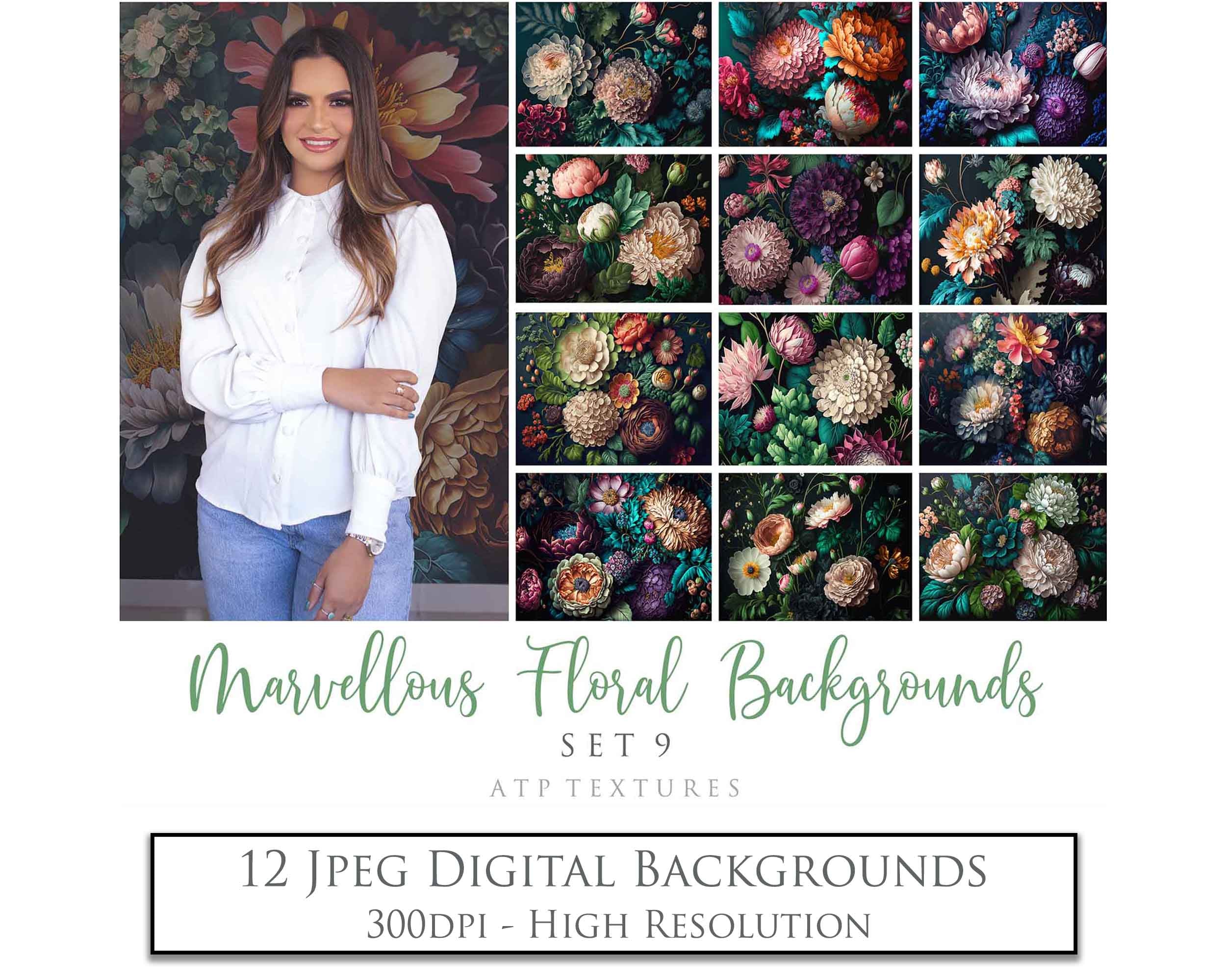 Floral backgrounds! Fine Art High Resolution Overlays for Photographers, Digital Art and Scrapbooking. Photoshop Photography. Fine art realistic. Printable wall art decor. In high resolution, perfect for your next edit or project! Png graphic photography assets. Sublimation art. ATP Textures