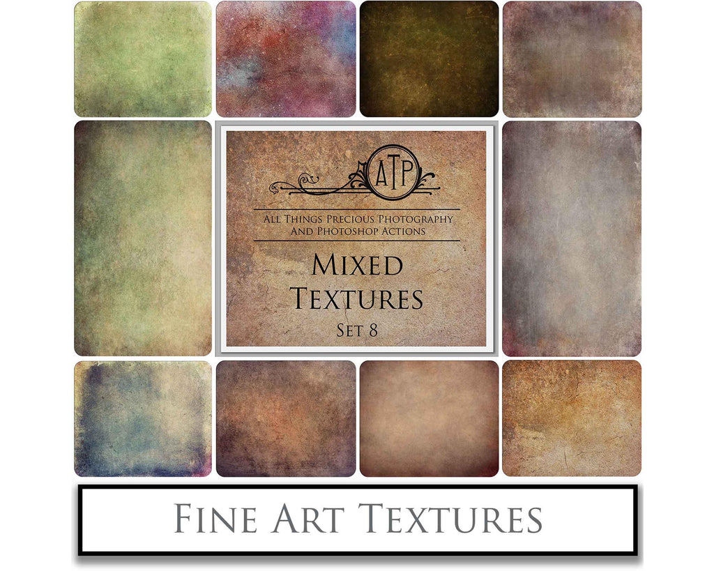 Mixed bundle textures. Fine art texture for photographers, digital editing. Photo Overlays. Antique, Vintage, Grunge, Light, Dark Bundle. Textured printable Canvas, Colour, Monochrome, Bundle. High resolution, 300dpi Graphic Assets for photography, digital scrapbooking and design. By ATP Textures