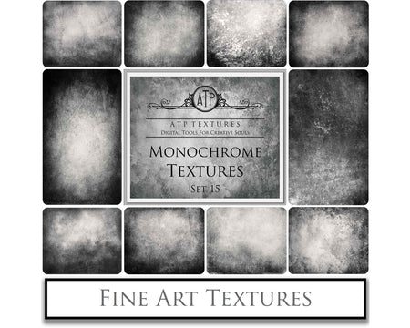 Monochrome textures. Fine art texture for photographers, digital editing. Photo Overlays. Antique, Vintage, Grunge, Light, Dark Bundle. Textured printable Canvas, Colour, black and white, Bundle. High resolution, 300dpi Graphic Assets for photography, digital scrapbooking and design. By ATP Textures