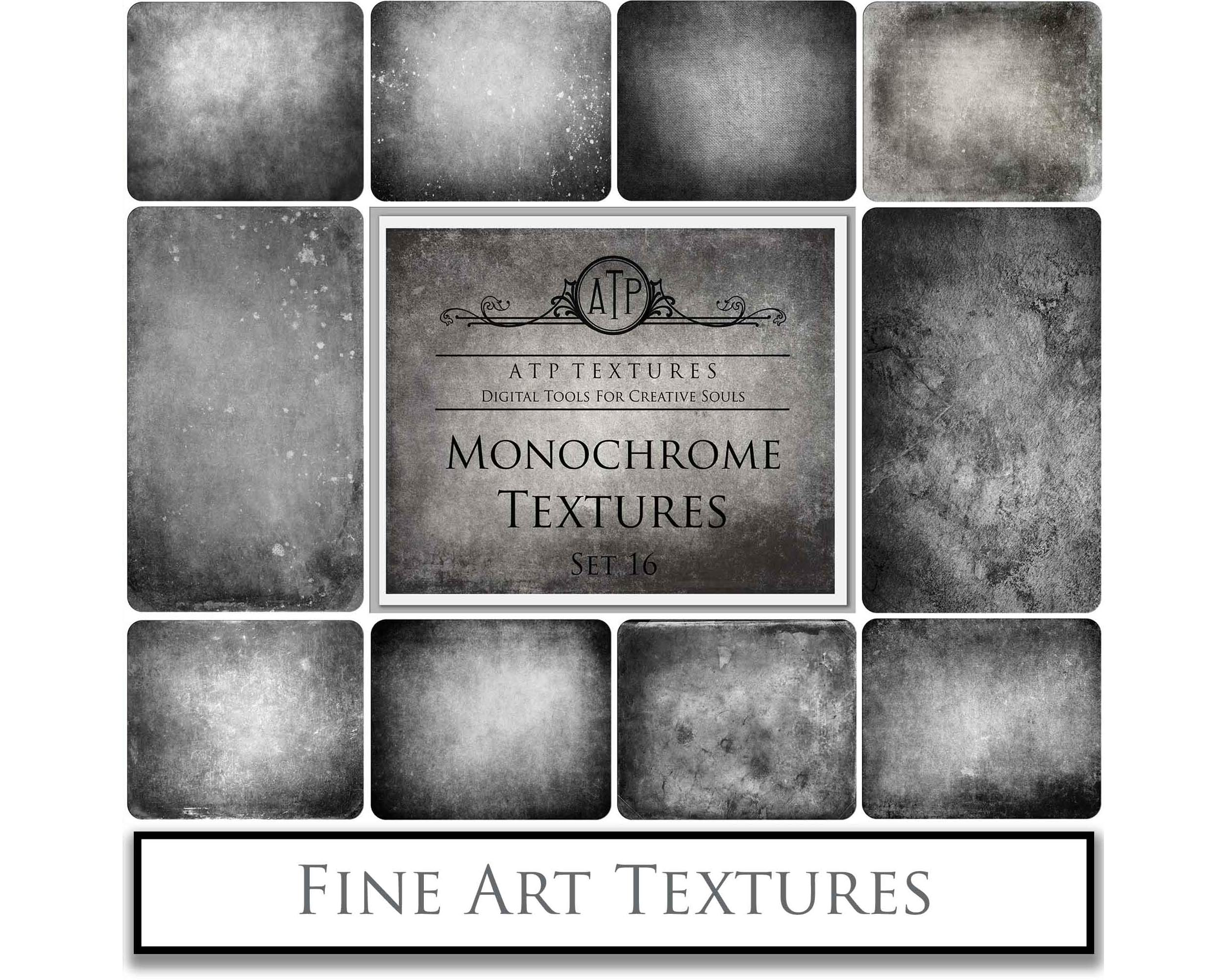 Monochrome textures. Fine art texture for photographers, digital editing. Photo Overlays. Antique, Vintage, Grunge, Light, Dark Bundle. Textured printable Canvas, Colour, black and white, Bundle. High resolution, 300dpi Graphic Assets for photography, digital scrapbooking and design. By ATP Textures