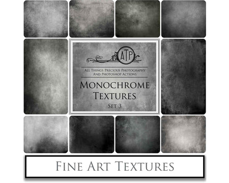 Monochrome textures. Fine art texture for photographers, digital editing. Photo Overlays. Antique, Vintage, Grunge, Light, Dark Bundle. Textured printable Canvas, Colour, black and white, Bundle. High resolution, 300dpi Graphic Assets for photography, digital scrapbooking and design. By ATP Textures