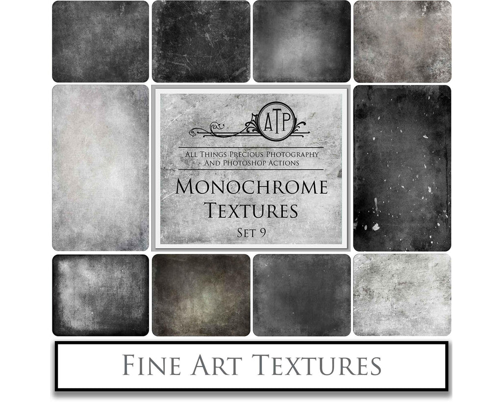 Monochrome textures. Fine art texture for photographers, digital editing. Photo Overlays. Antique, Vintage, Grunge, Light, Dark Bundle. Textured printable Canvas, Colour, black and white, Bundle. High resolution, 300dpi Graphic Assets for photography, digital scrapbooking and design. By ATP Textures