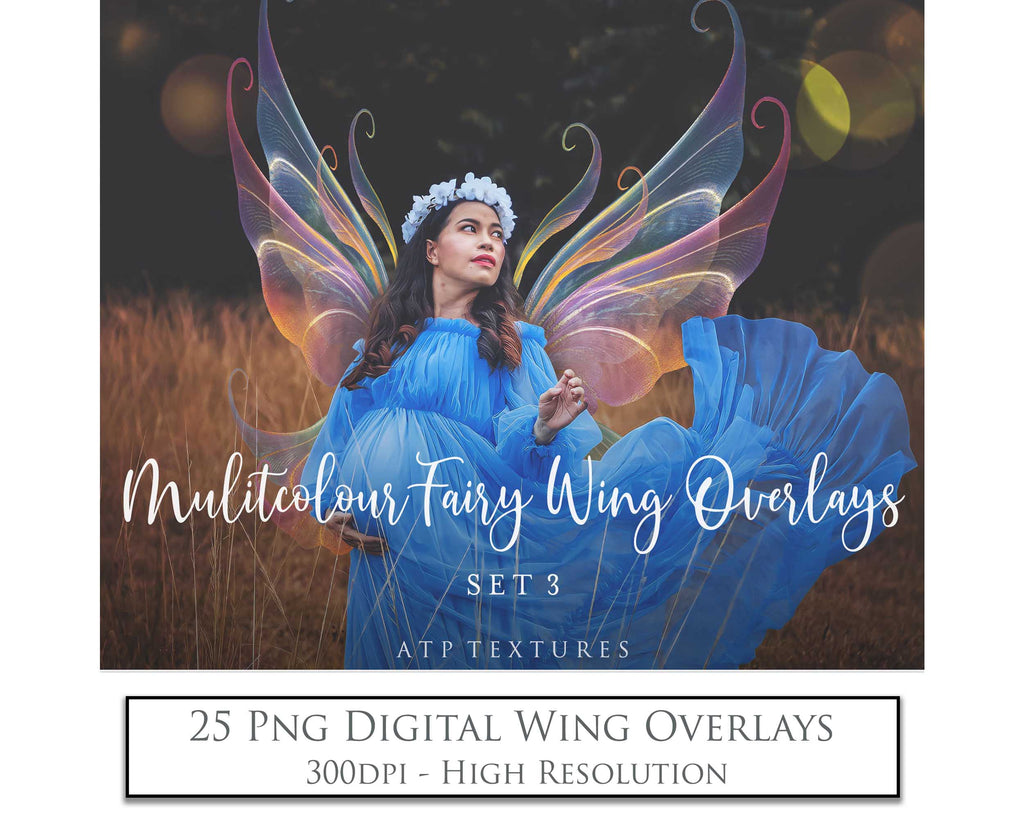 Fairy Wings Overlays For Photography, Photoshop, Digital art and Creatives. Transparent, high resolution wings for photographers. These are gorgeous PNG overlays for fantasy digital art and Child portraiture. colour, White fairy wings. Photo Overlays. Digital download. Graphic effects. ATP Textures