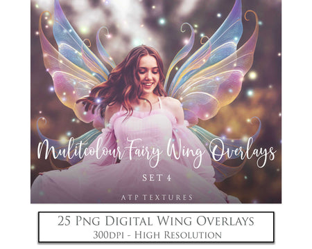 Fairy Wings Overlays For Photography, Photoshop, Digital art and Creatives. Transparent, high resolution wings for photographers. These are gorgeous PNG overlays for fantasy digital art and Child portraiture. colour, White fairy wings. Photo Overlays. Digital download. Graphic effects. ATP Textures