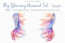 Load image into Gallery viewer, SHIMMERING MERMAID TAILS, Fish &amp; Backgrounds - PINK Set 1 - Digital Overlays
