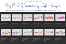 Load image into Gallery viewer, SHIMMERING MERMAID TAILS, Fish &amp; Backgrounds - PINK Set 1 - Digital Overlays
