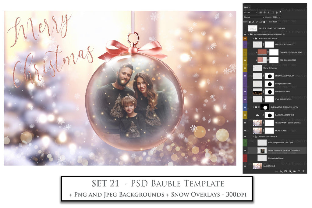 Christmas Glass Bauble Ornament Overlay and Background, with snow flurries and a PSD template included in the set.The globe is transparent, perfect for you to add your own images and retain the snow globe effect.This file is 6000 x 4000, 300dpi. Photography, Scrapbooking, Photo Overlays, Png, Jpeg, Psd. ATP Textures.