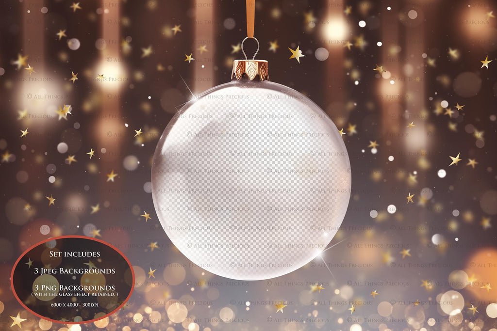 Christmas Glass Bauble Ornament Overlay and Background, with snow flurries and a PSD template included in the set.The globe is transparent, perfect for you to add your own images and retain the snow globe effect.This file is 6000 x 4000, 300dpi. Photography, Scrapbooking, Photo Overlays, Png, Jpeg, Psd. ATP Textures.